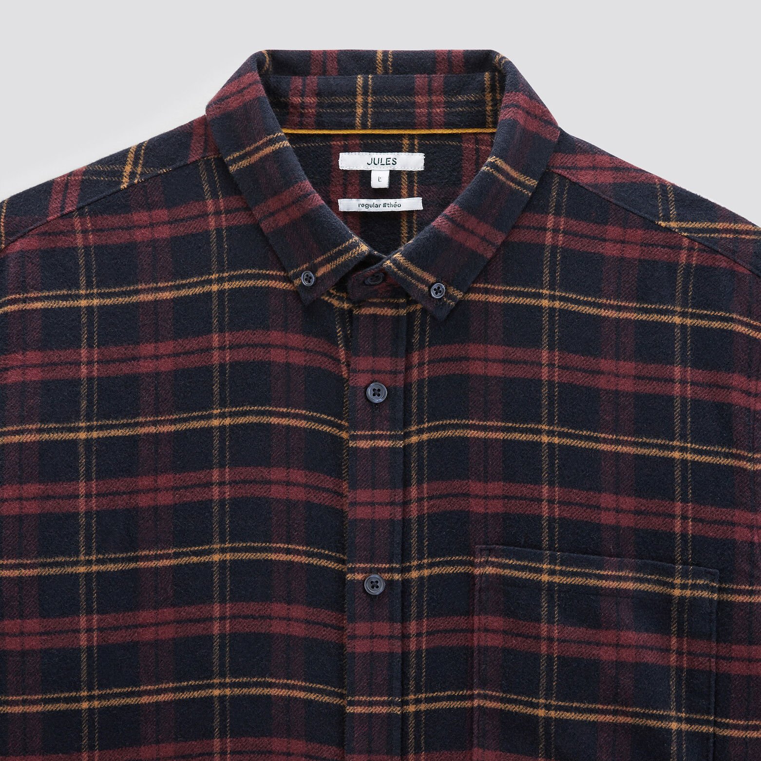 Chemise regular carreaux coton recyclé flanelle Bordeaux