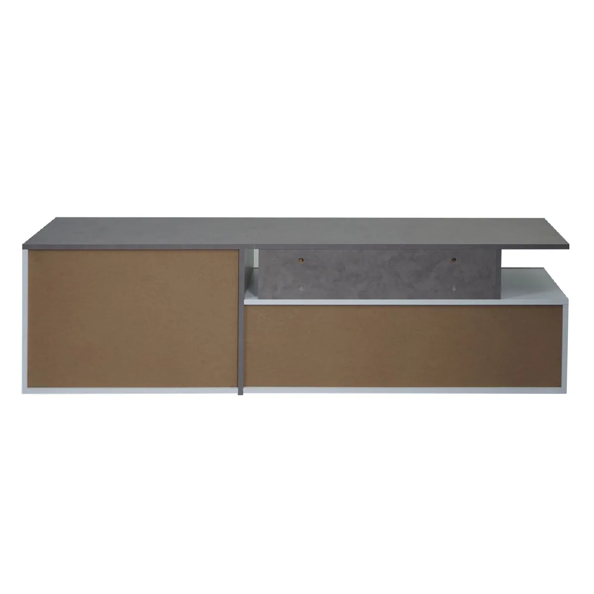 Mendler Meuble TV HWC-L34 Aspect Béton Blanc