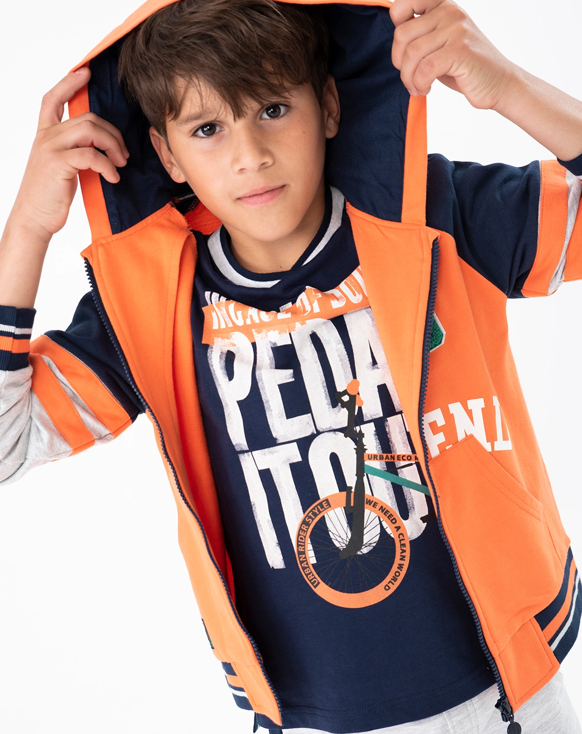 Kapuzen-Sweatjacke in orange