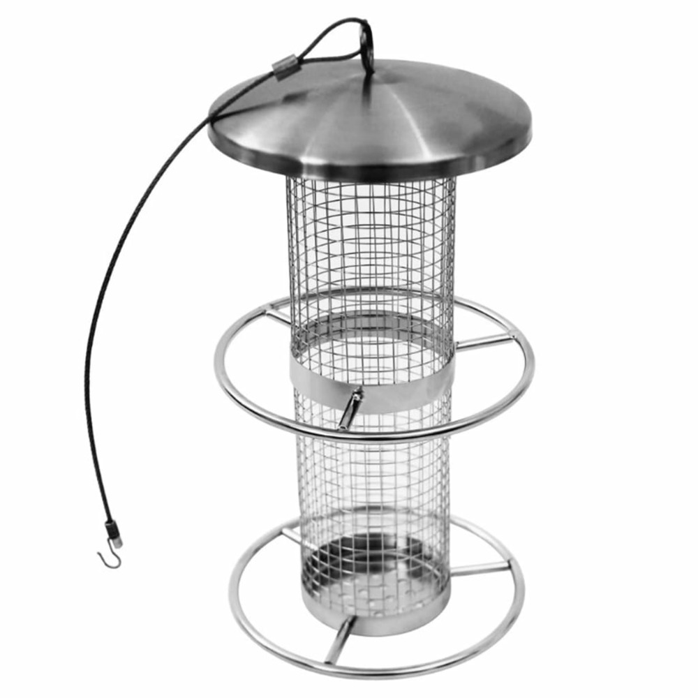 Station d'alimentation d'oiseaux suspendue 14x27,5 cm inox