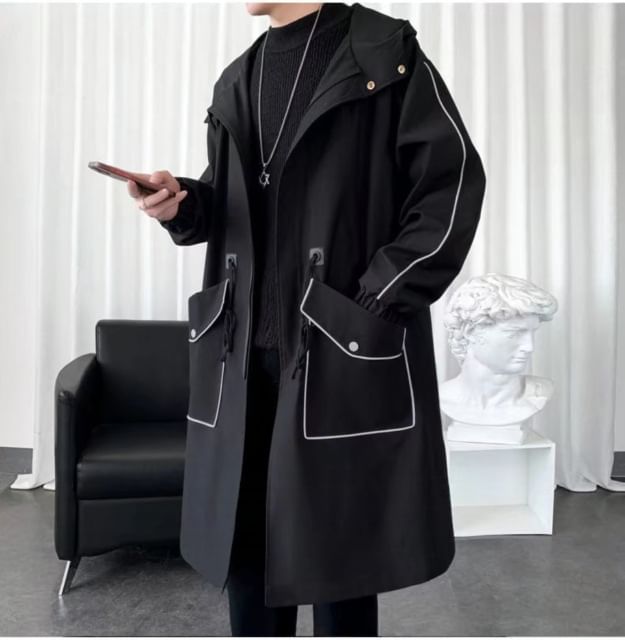 Capbrew - Trenchcoat met capuchon en contrasterende rand en rits