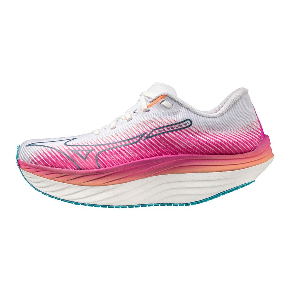 Mizuno WAVE REBELLION PRO - Chaussures running Femme white/silver/807 c