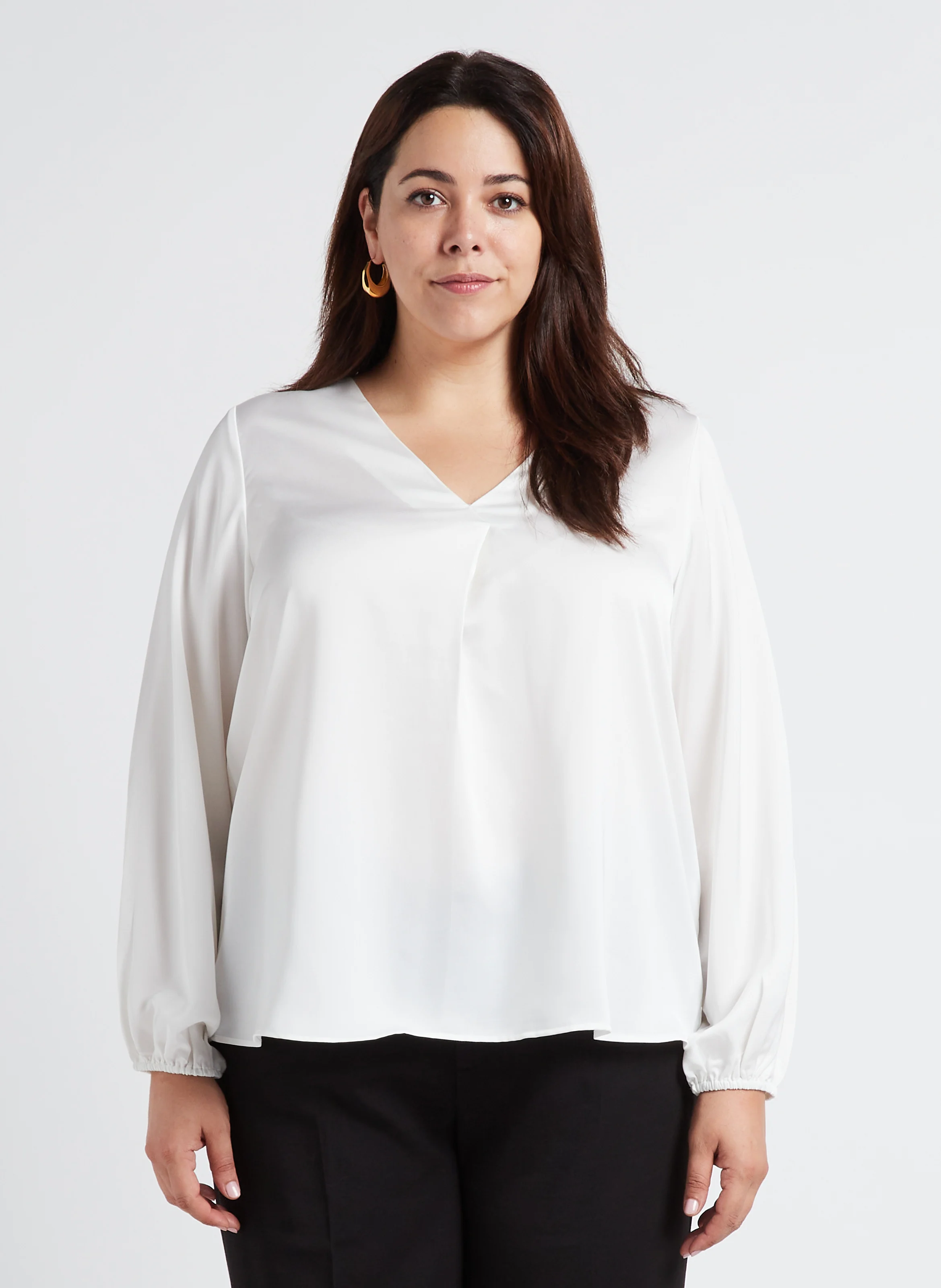 ELLETTE - Blouse col V satinée | Blanc