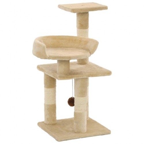 Arranhador bege para gatos com sisal.