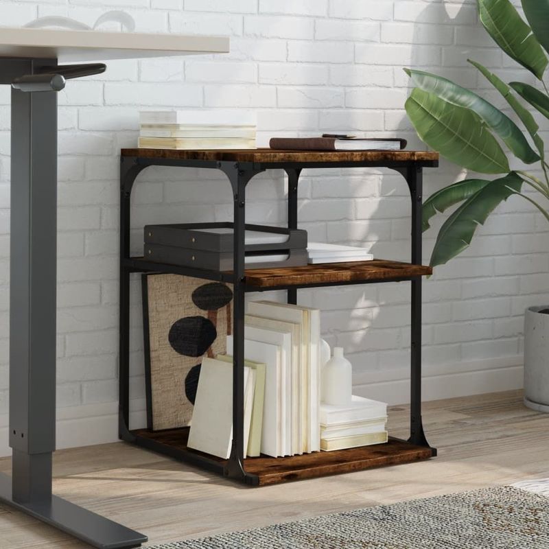 Printerstandaard - 3-Lagen - Hout - Stalen Frame - Verplaatsbaar