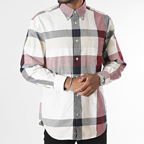 Surchemise A Carreaux Global Stripes Check 1833 Blanc Rouge
