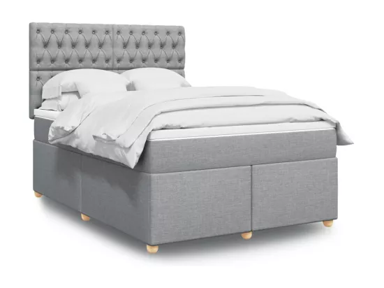 Sommier à lattes de lit avec matelas Gris clair 140x190cm Tissu