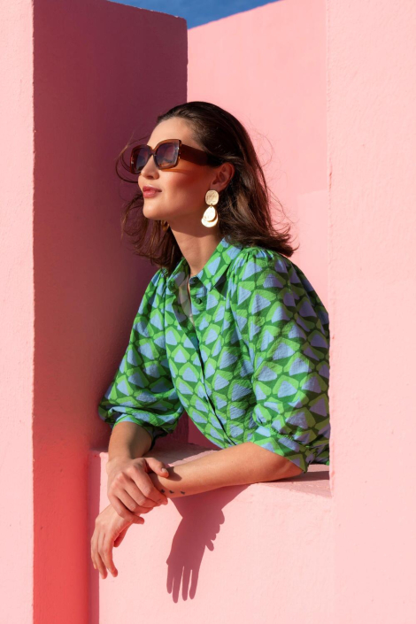 Geisha groene dames blouse