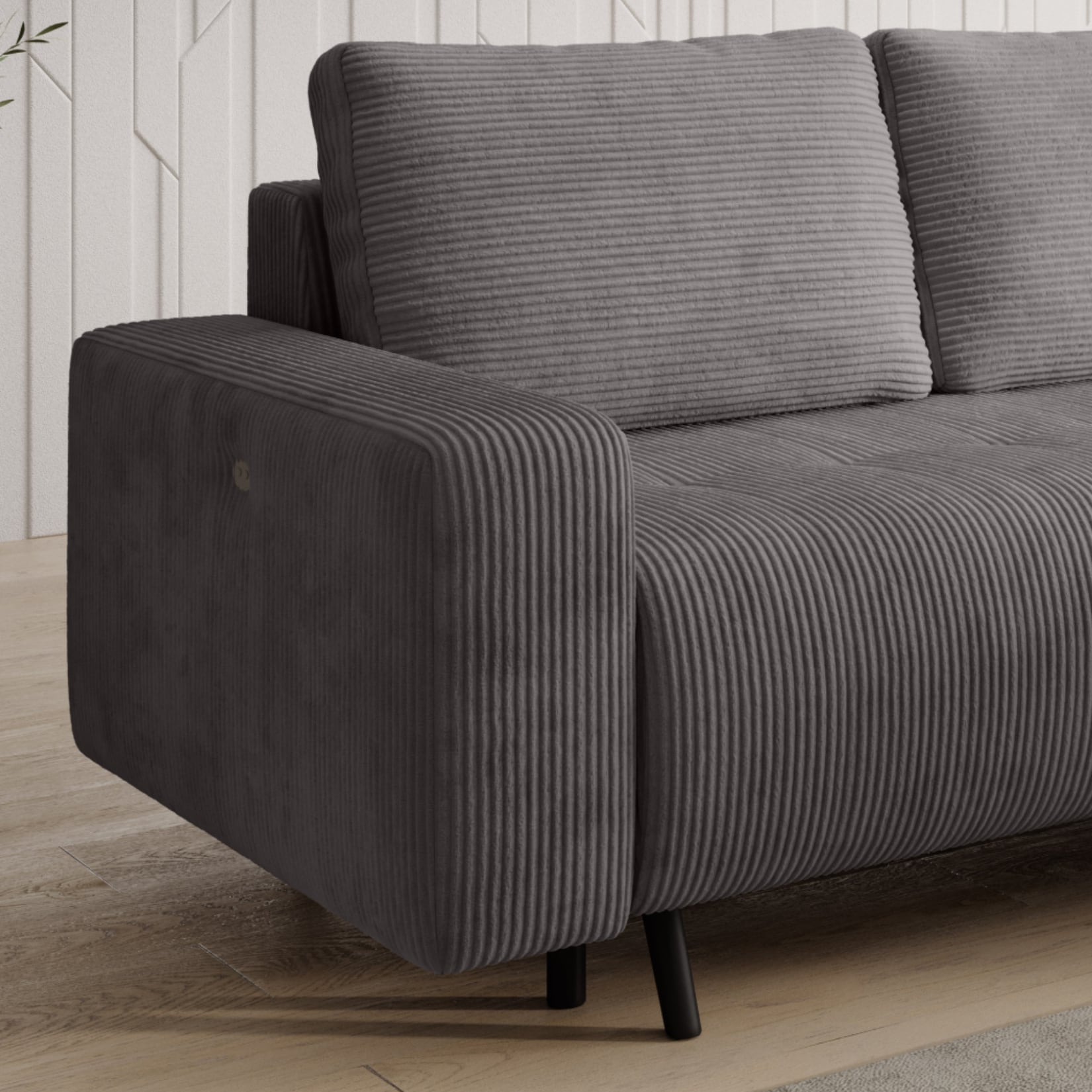 Wohnlandschaft Ecksofa RIMINI Cord Grau