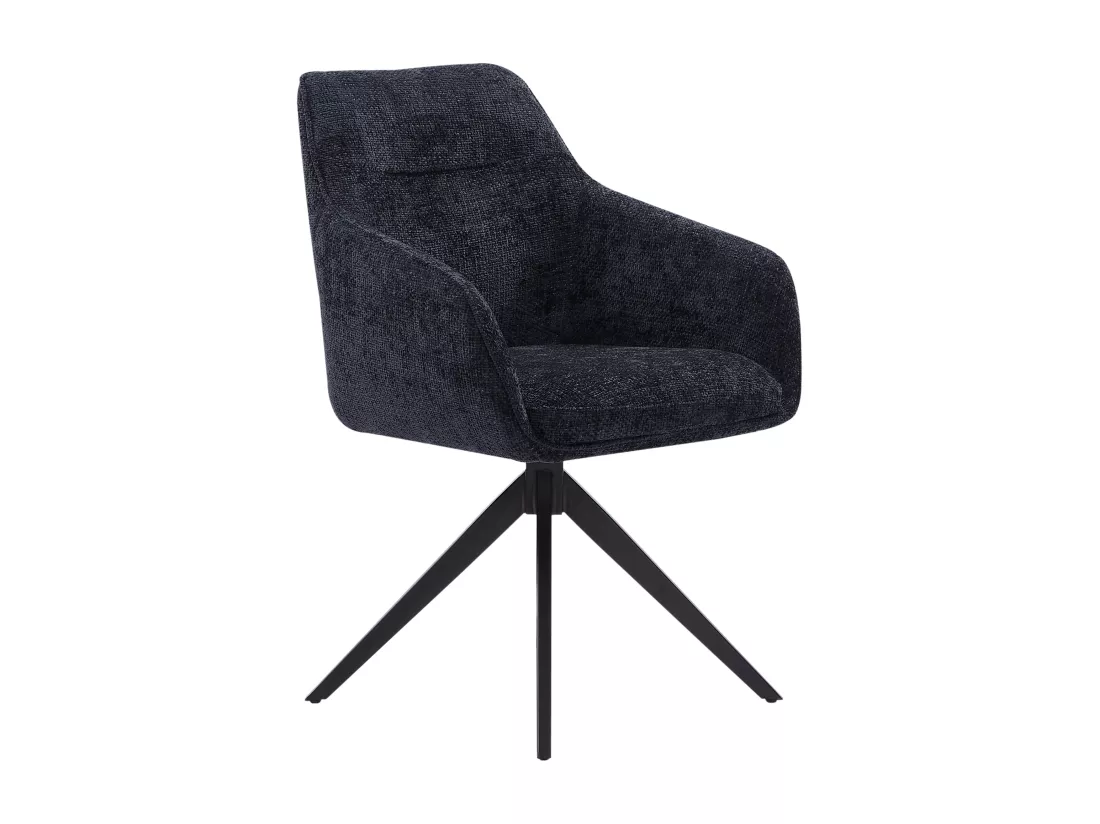 Lot de 2 chaises pivotantes avec accoudoirs en tissu texturé - Noir - MUSE de Maison Céphy