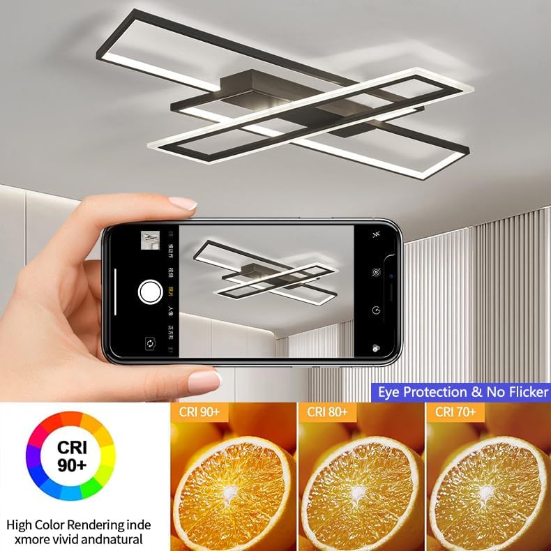 60cm Modern LED Deckenleuchte Dimmbare RGB Farbwechsel Deckenlampe mit Fernbedienung, Smart APP Steuerung, Timing & Memory Funktion, 64W Groß Wohnzimmerlampe für Schlafzimmer Kinderzimmer Büro Lampe