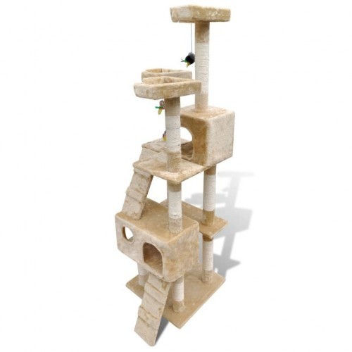 Arranhador e 2 casinhas para gatos, bege