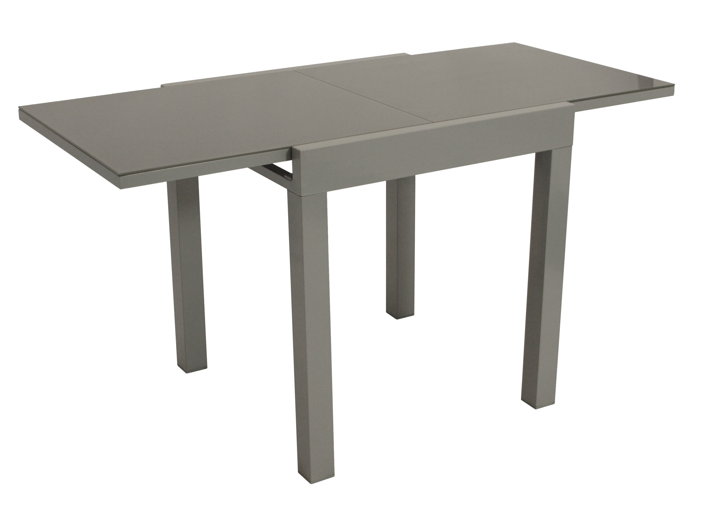 DEGAMO Balkon-Ausziehtisch MARINA 70/140x70cm, Aluminium silbergrau + Glas grau
