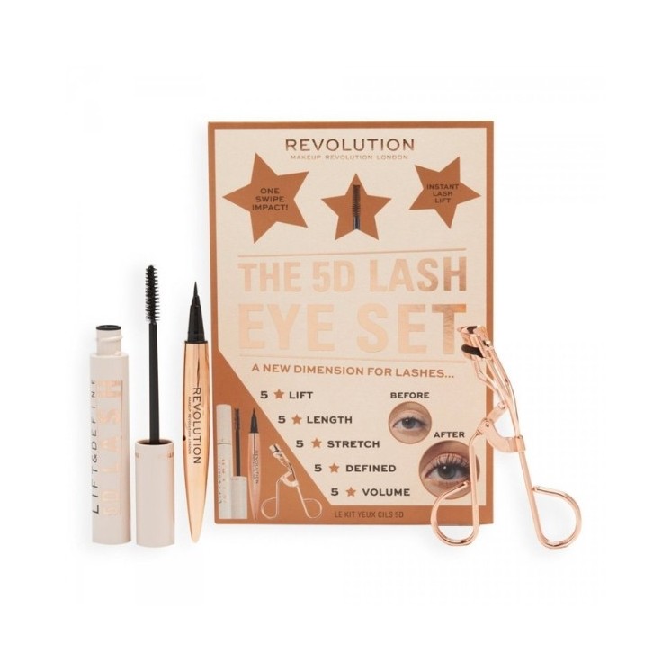 Makeup Revolution Das 5D Lash Eye Set: Wimpernzange, Mascara und Eyeliner