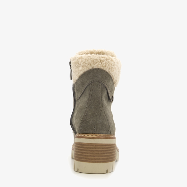 Hush Puppies suède dames veterboots beige/grijs