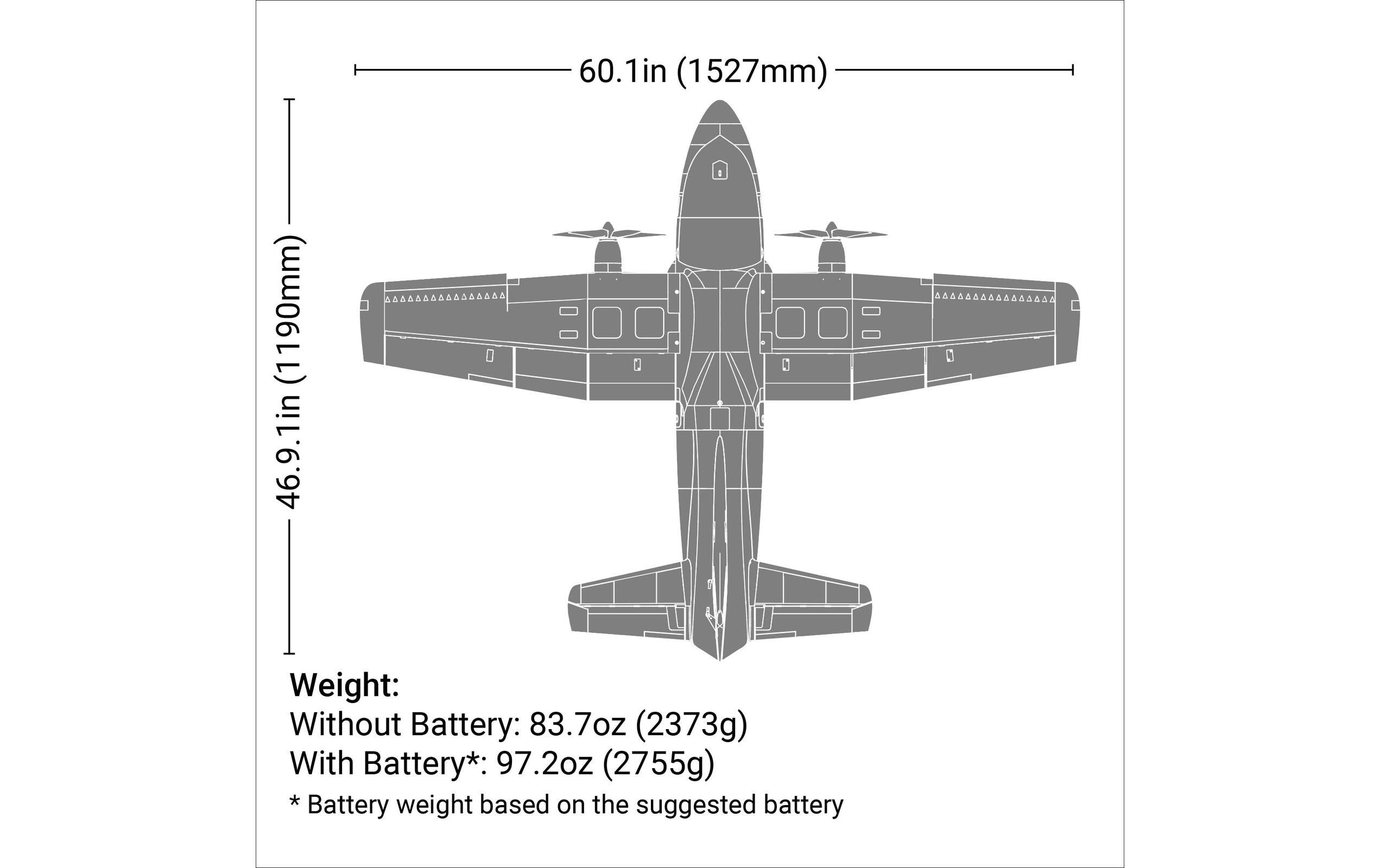 Transportflugzeug EC-1500 Twin 1.5 m BNF Basic<br>2-Motoriges Frachtflugzeug mit Spektrum Technik