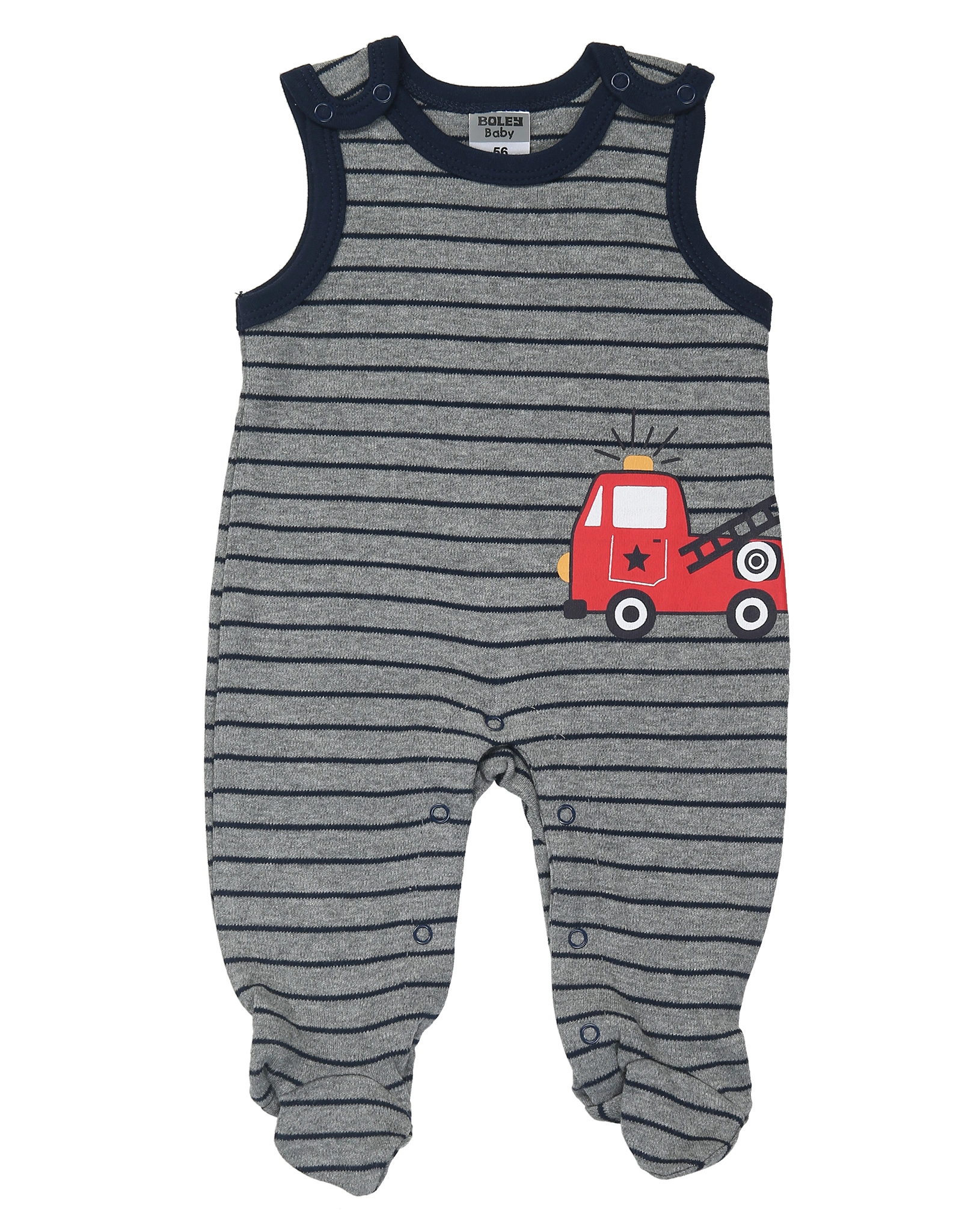 Strampler FEUERWEHRDINO mit Langarmshirt 2er-Pack in grau