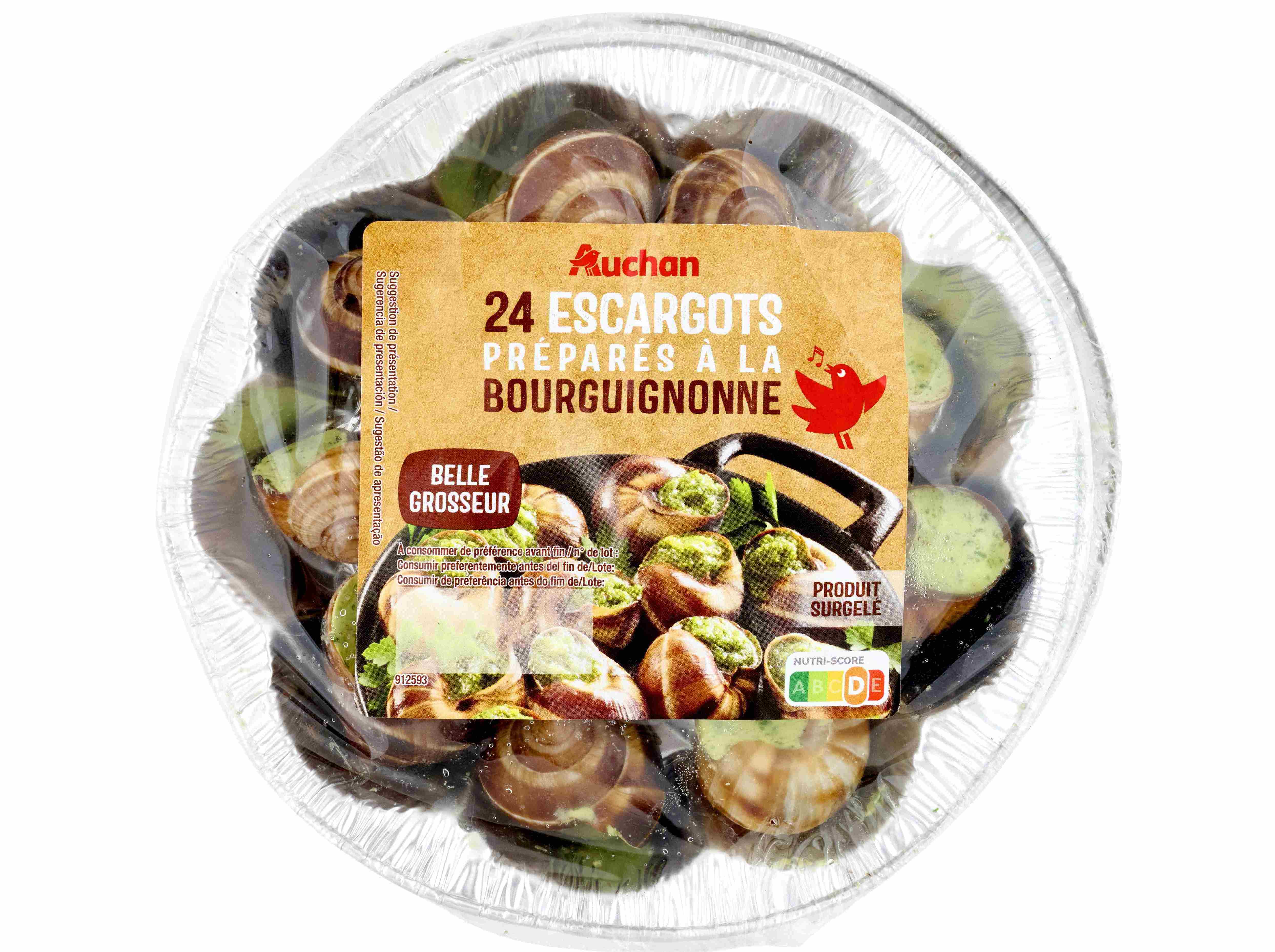CARACÓIS AUCHAN COM MANTEIGA À LA BOURGUIGNONNE 24UN 178G