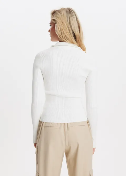 Geribd vest met ritssluiting off-white (WIT.O)