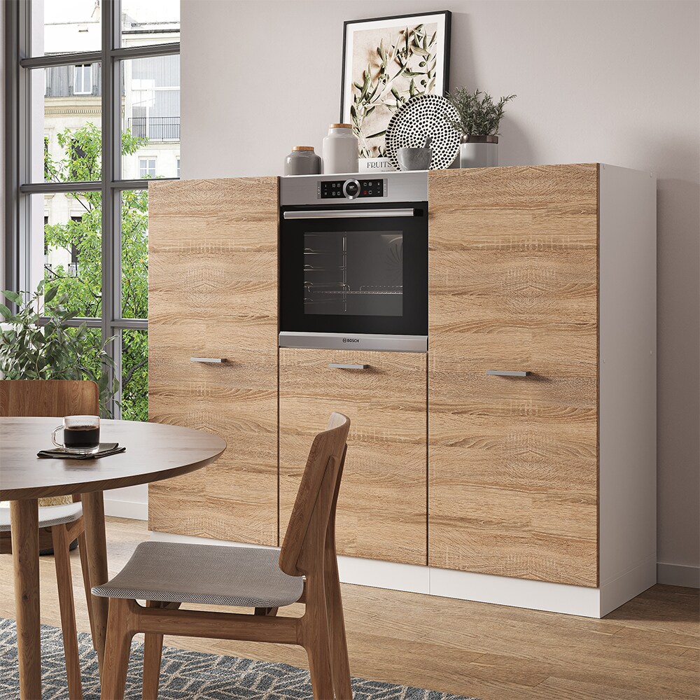 Vicco Küchenzeile Küchenblock Einbauküche R-Line Weiß Sonoma Backofen Küchenschrank