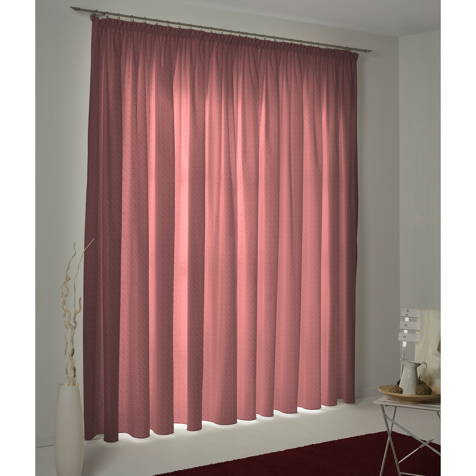 Einzelschal mit Kräuselband UNI COLLECTION LIGHT - cherryrot - 145x145 cm