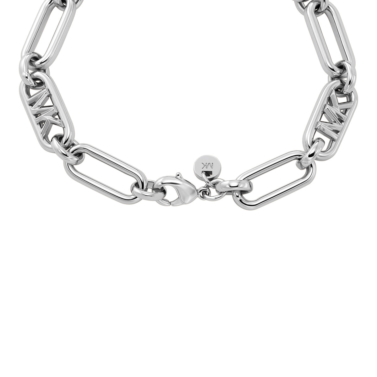 Bracelet MICHAEL KORS laiton argenté maille fantaisie 18 cm