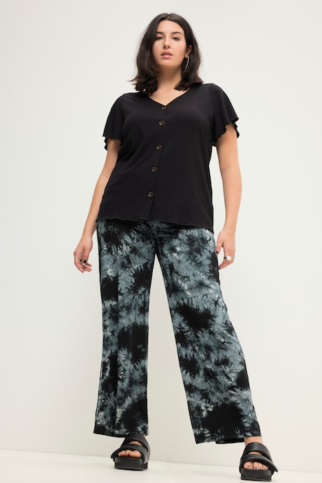 Hose, Wide Legs, HighWaist, Batikprint, teilelastischer Bund