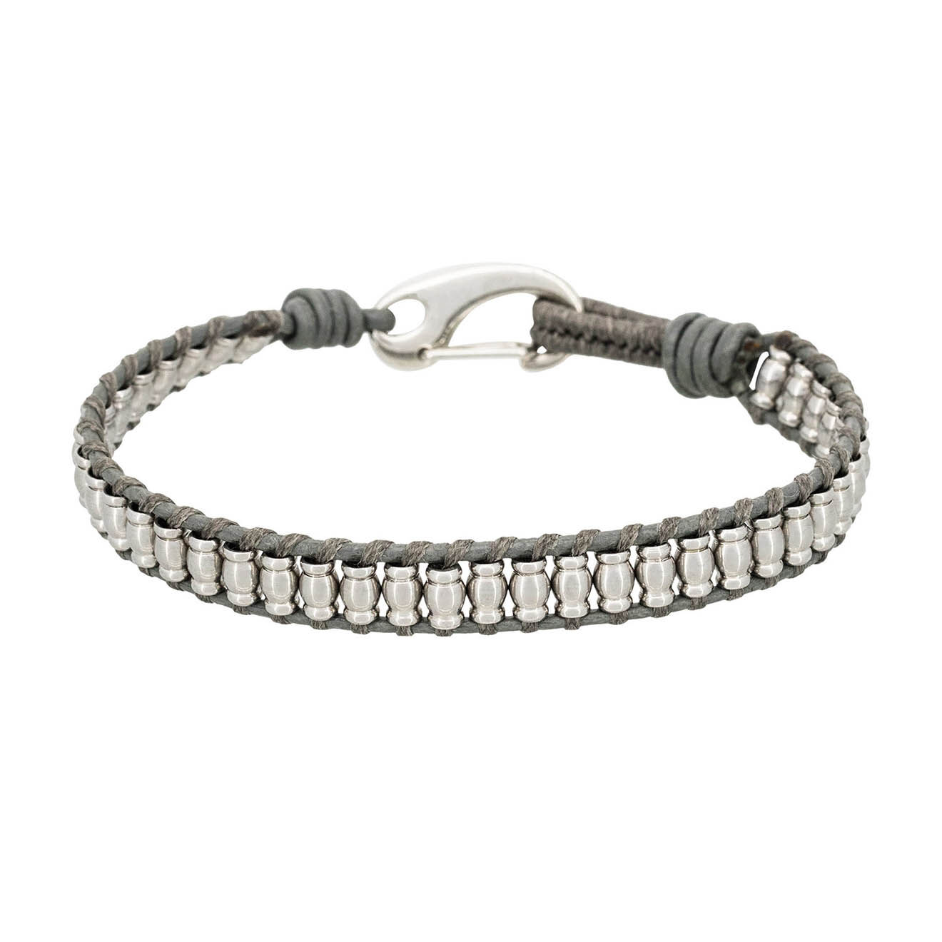 Jacobson Bracelet Grey en Acier & Cuir gris