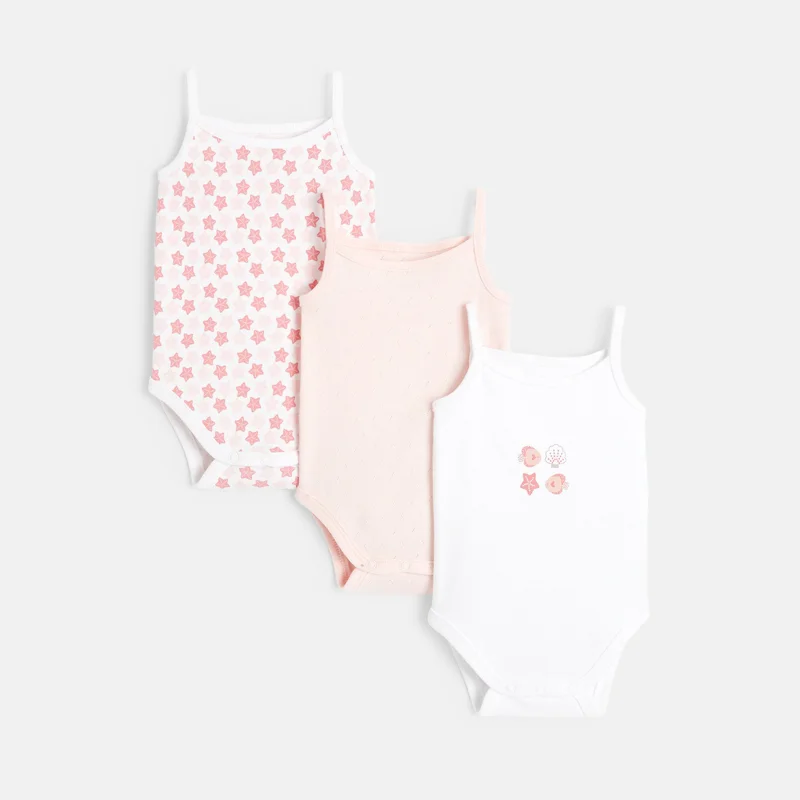 Body à fines bretelles (lot de 3) rose naissance Rose