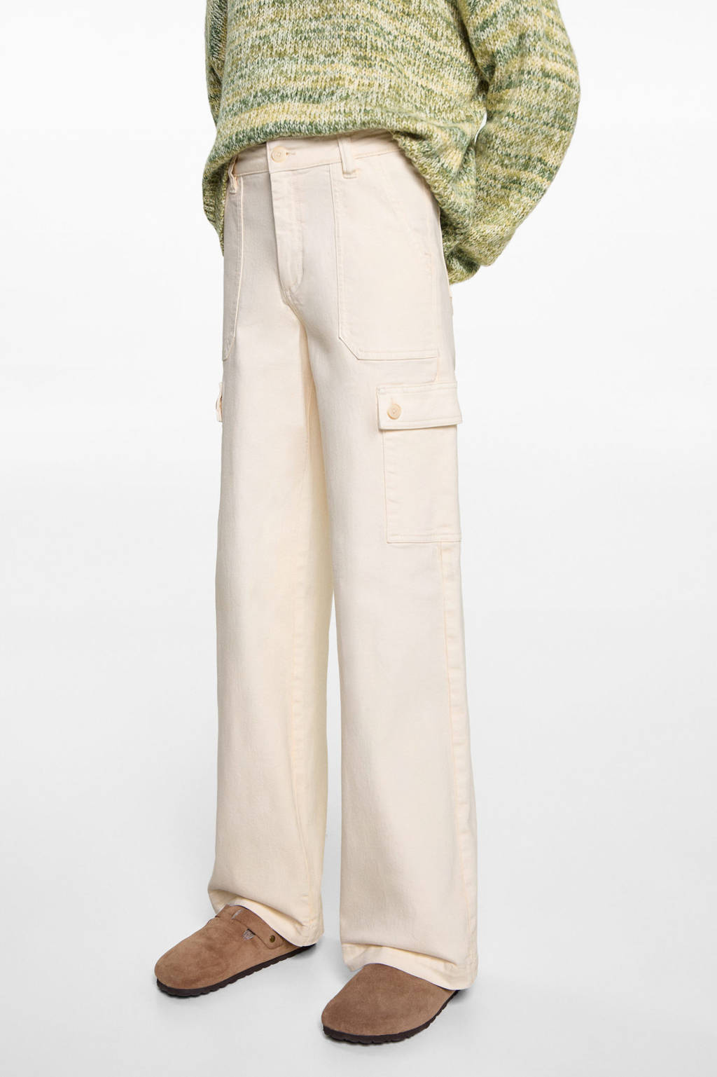 MANGO TEEN wide leg cargo broek beige