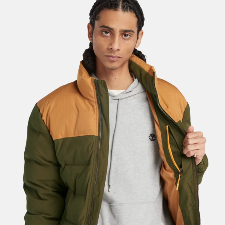 Jaqueta puffer Welch Mountain masculina em verde/amarelo