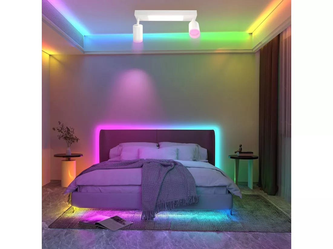 NETTLIFE Spot plafond 2 Ampoules GU10 chambre 3000k 20W noir blanc chaud orientable métal