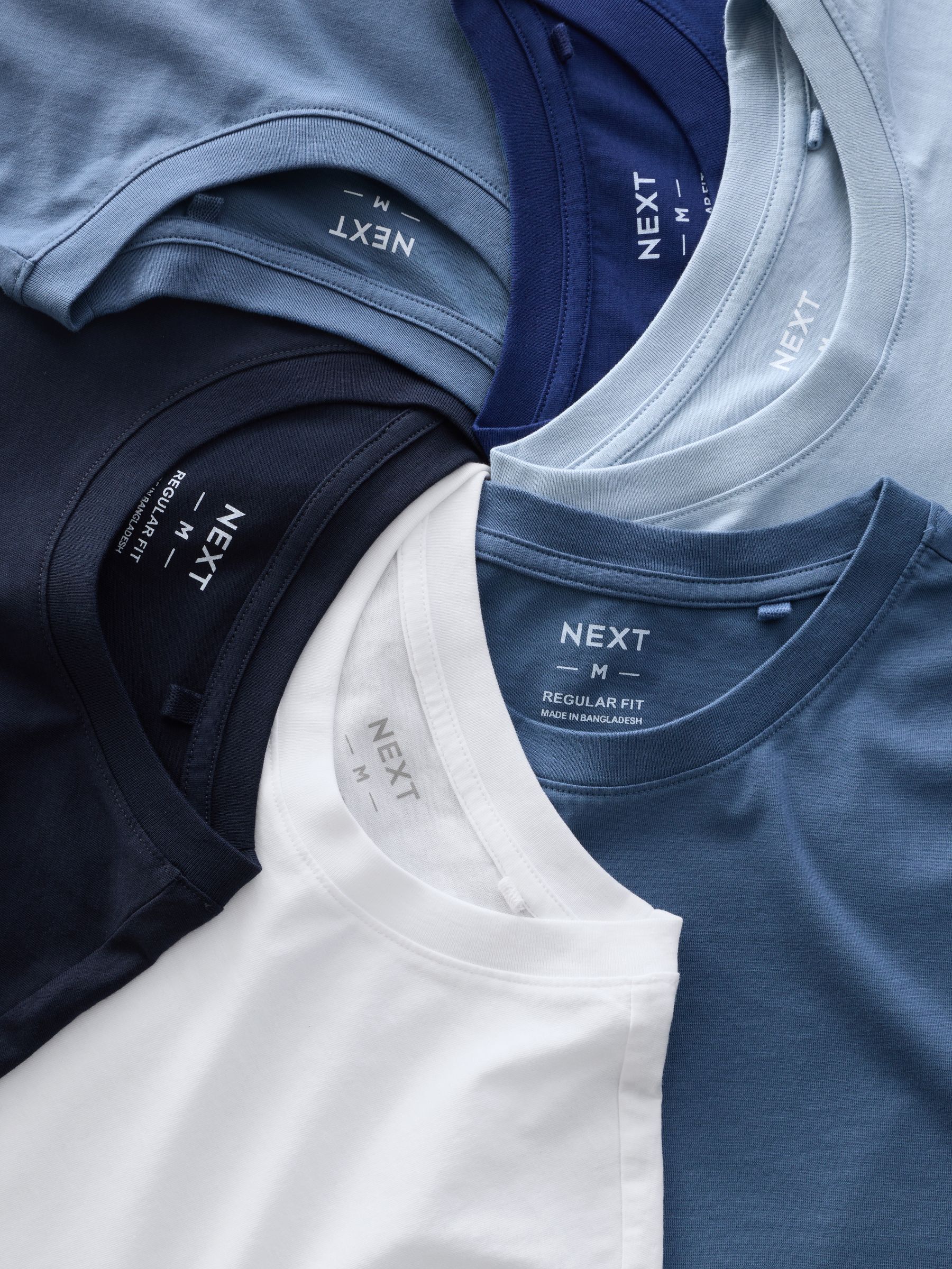 Blauw - Normale Pasvorm - Essential katoenen T-shirts verpakking van 6