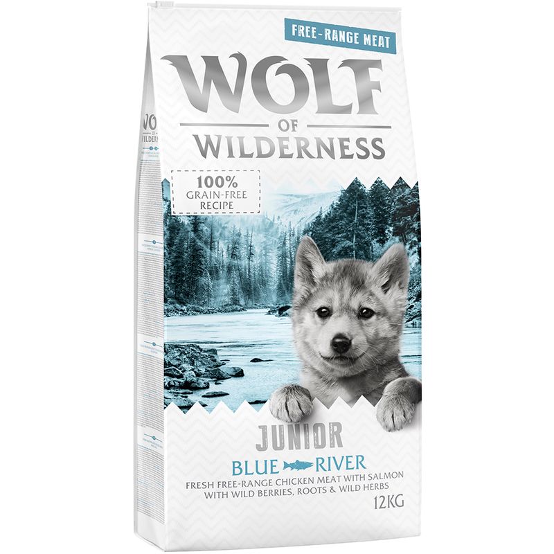 Wolf of Wilderness Junior Blue River poulet élevé en liberté, saumon