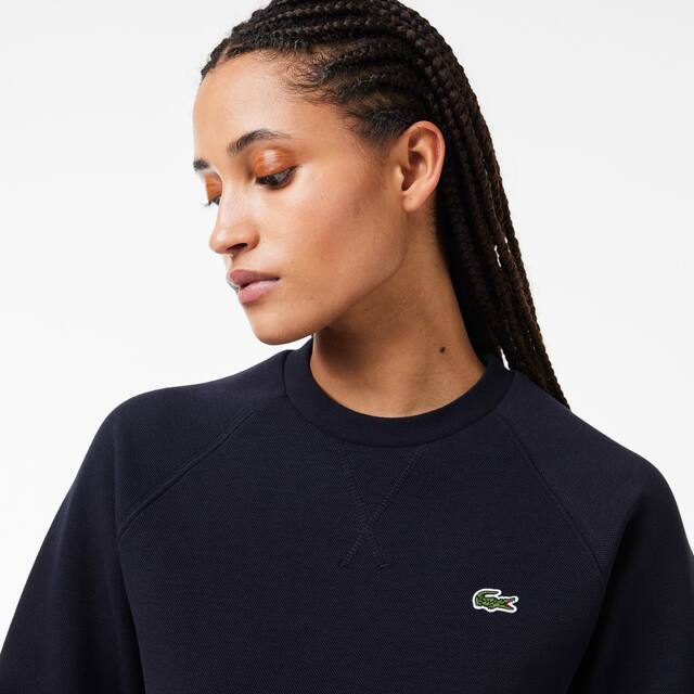 Sweatshirt col rond regular fit piqué double face Sweatshirts - Bleu - Lacoste - Femme