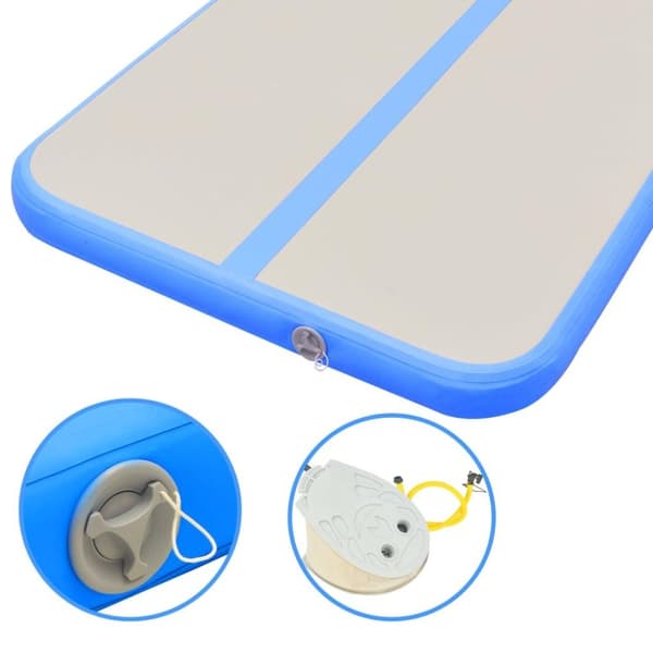 vidaXL Oppblåsbar gymnastikkmatte med pumpe 300x100x10 cm PVC blå