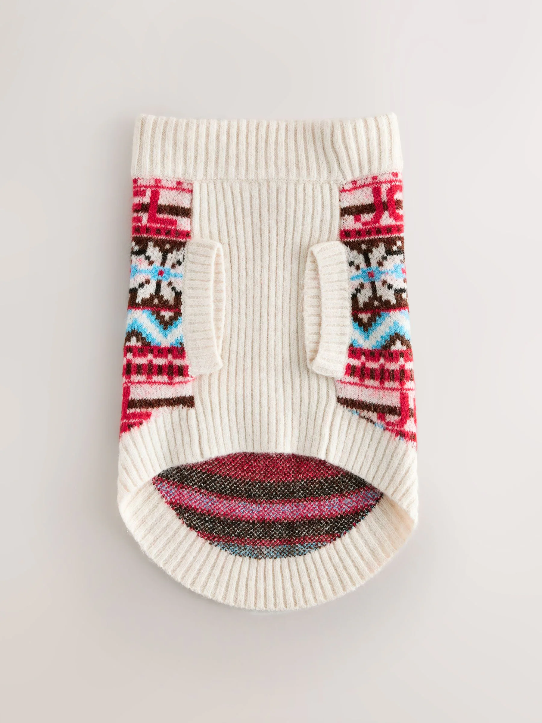 Red Blue Multi Fairisle Pattern - Gebreide hondentrui
