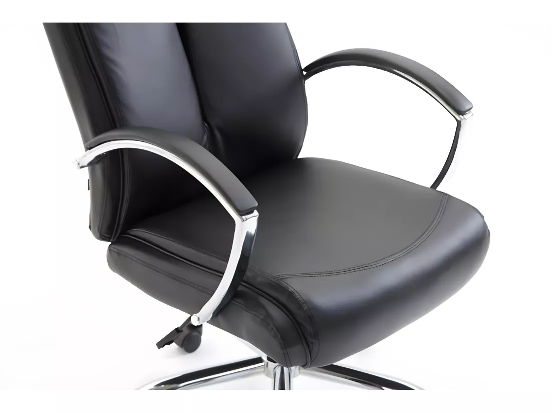 Chaise de bureau - Similicuir & Métal chromé - Noir - XL Vaud