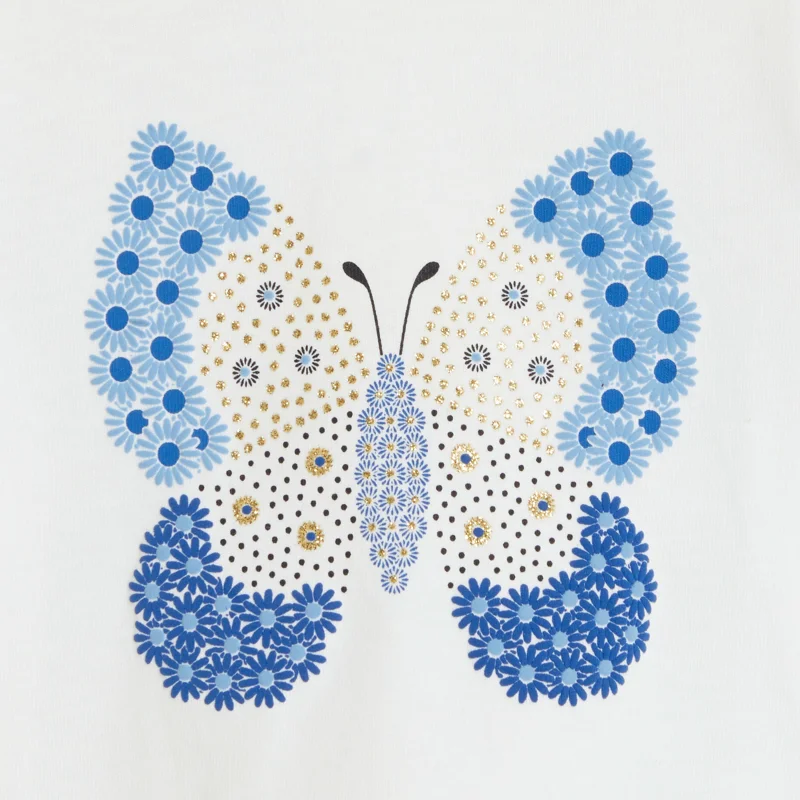 T-shirt papillon en relief blanc bébé fille Blanc