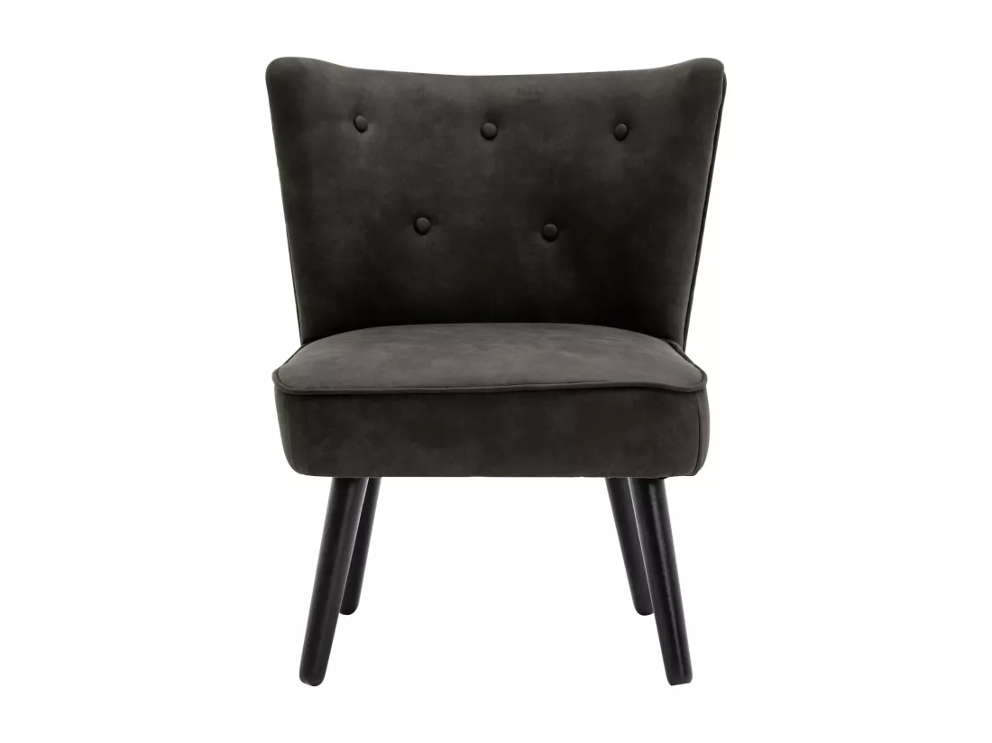 MALCOLM - Fauteuil vintage marron foncé pieds bois noir(x2)