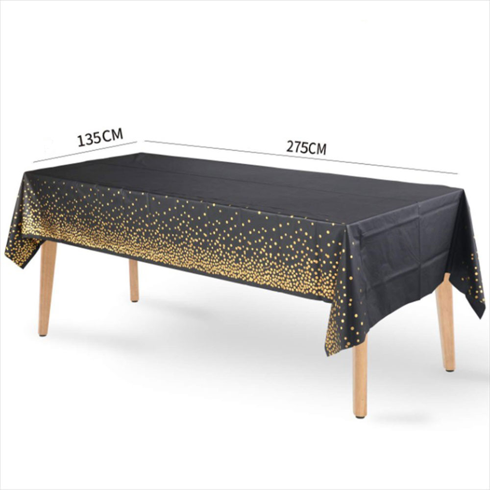 (270x135cm) Deko Tischdecke Party Dekoration Tisch Tuch Punkte Design - Weiss / Gold