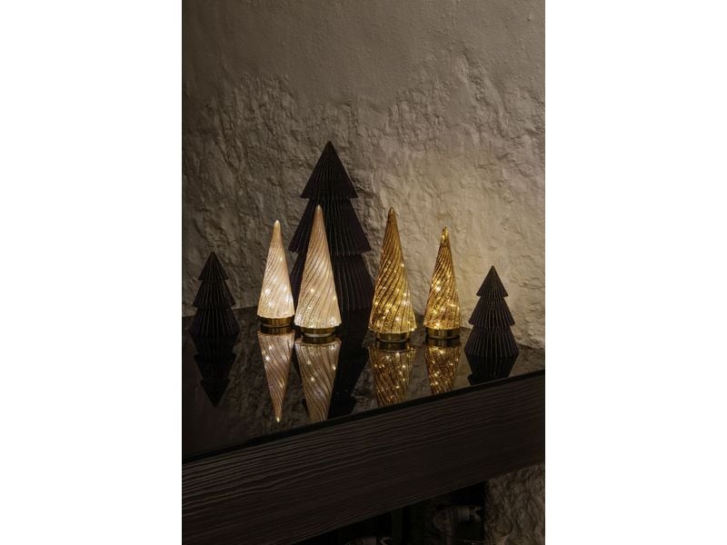 STT Glass tree brown, 28 cm Warmweiss LED Dekoration