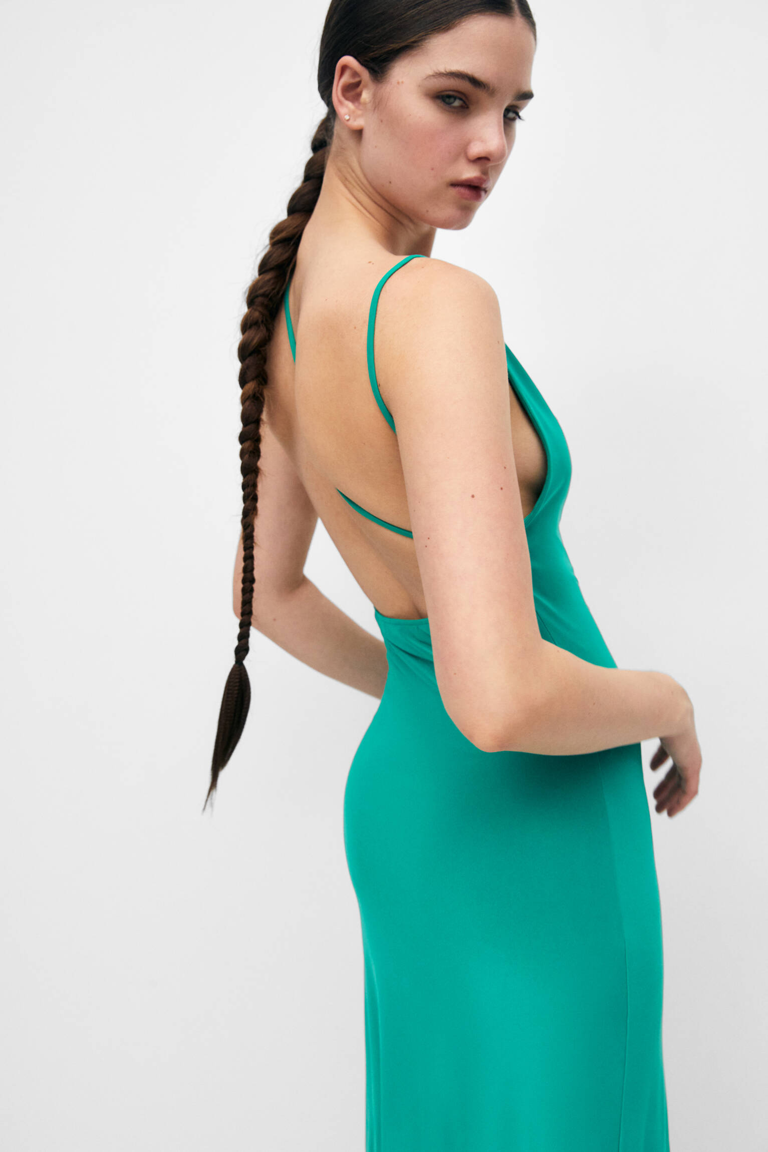VESTIDO MIDI ASSIMÉTRICO - TURQUESA