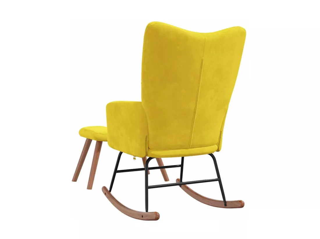 Chaise à bascule avec repose-pied Jaune moutarde Velours