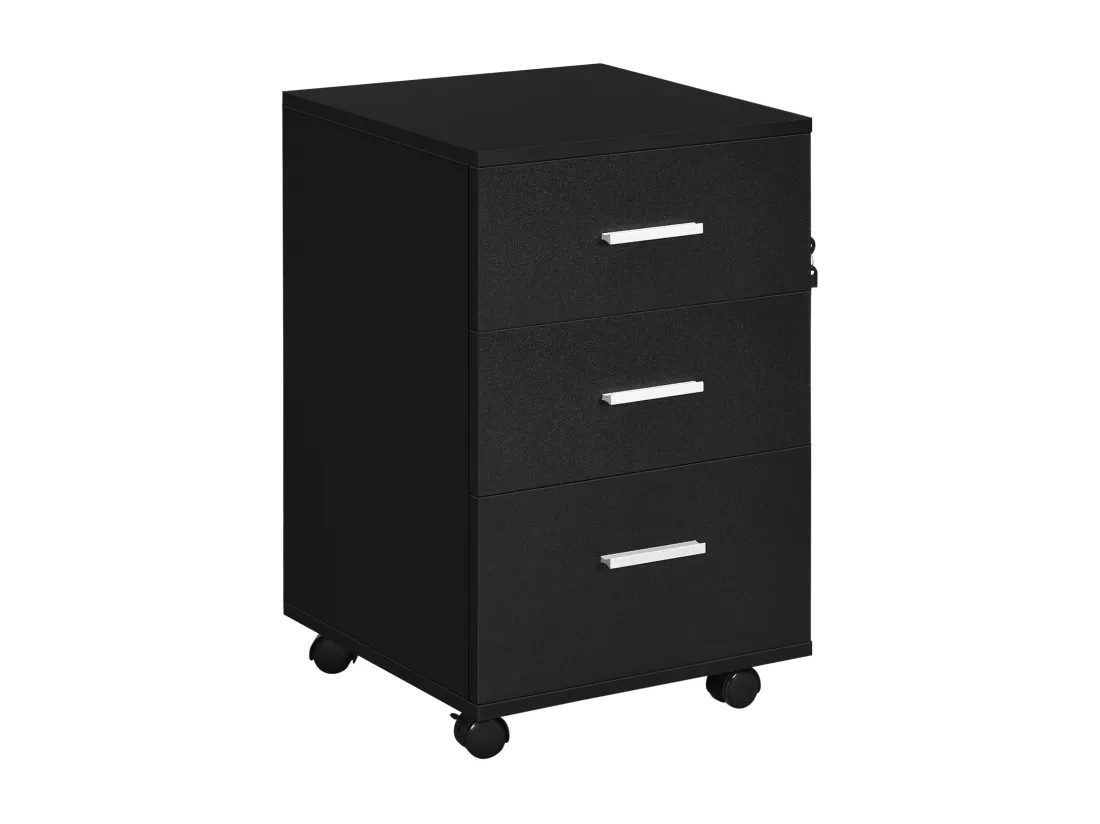 Caisson de bureau rangement bureau sur roulettes 3 tiroirs verrouillables dim. 40L x 41,5l x 61,5H cm noir