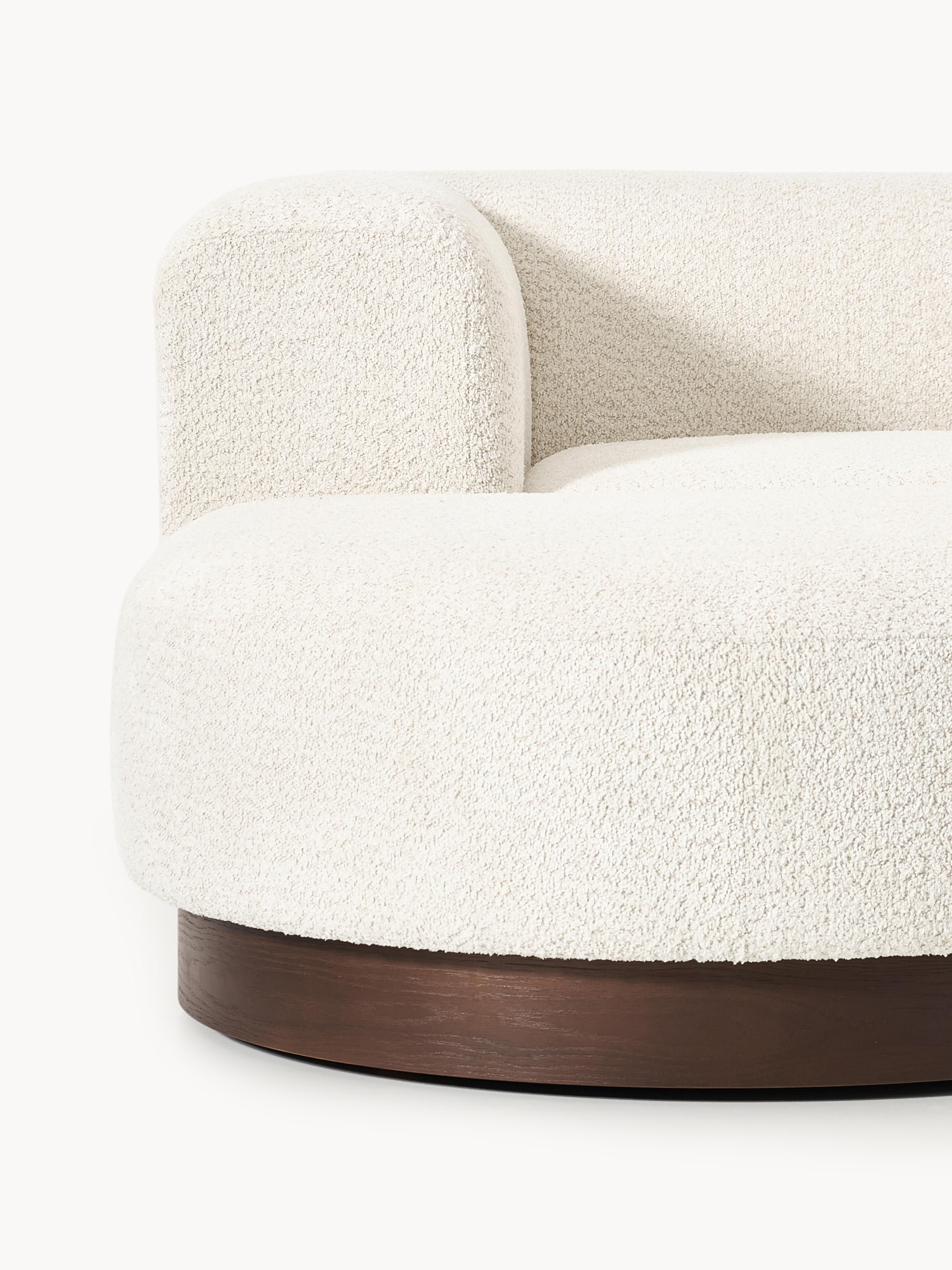 Modulaire bank Natalie (3-zits) uit teddy-bouclé met poef (links/rechts)