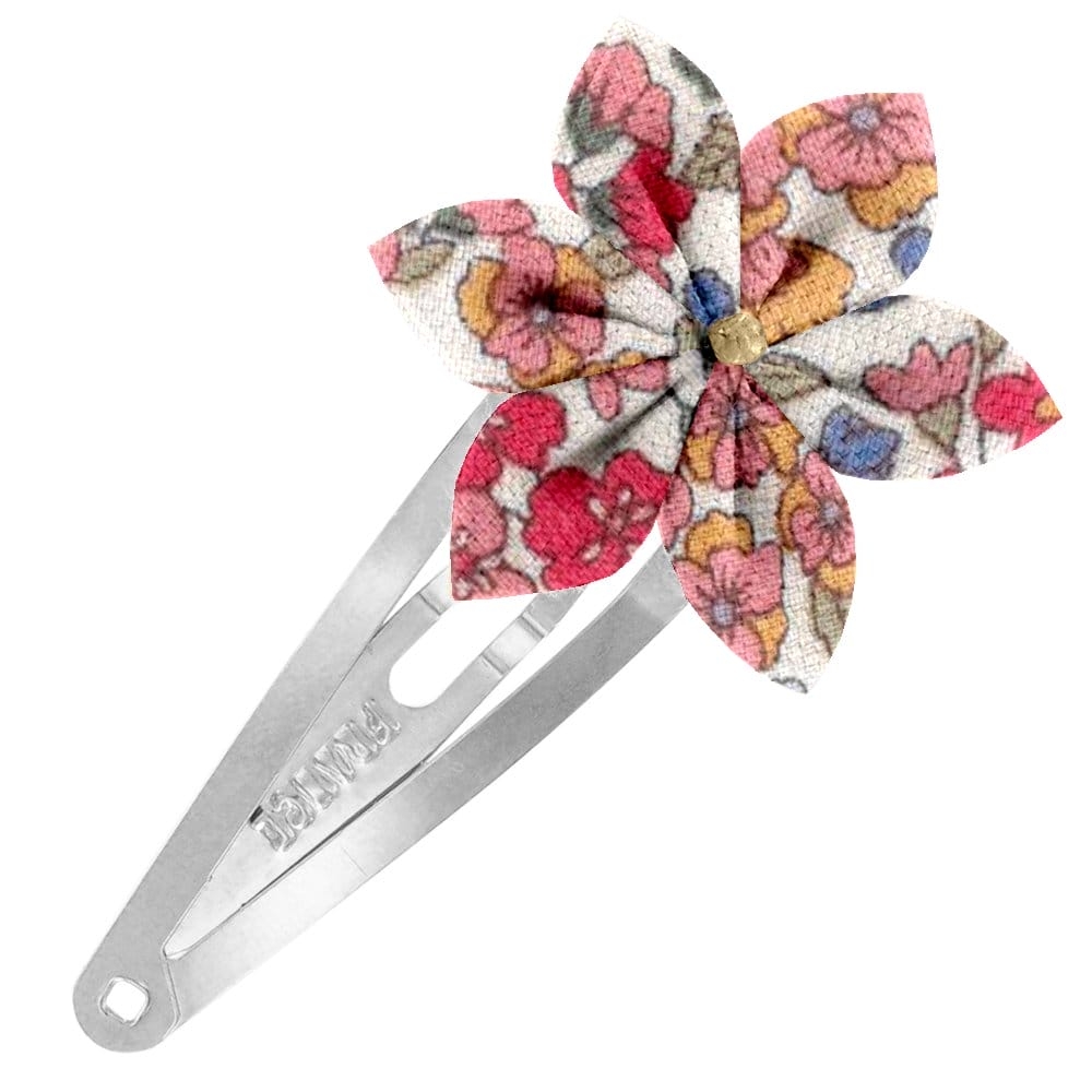 Barrette Clic-Clac Fleur Étoile Porcelaine Rosée