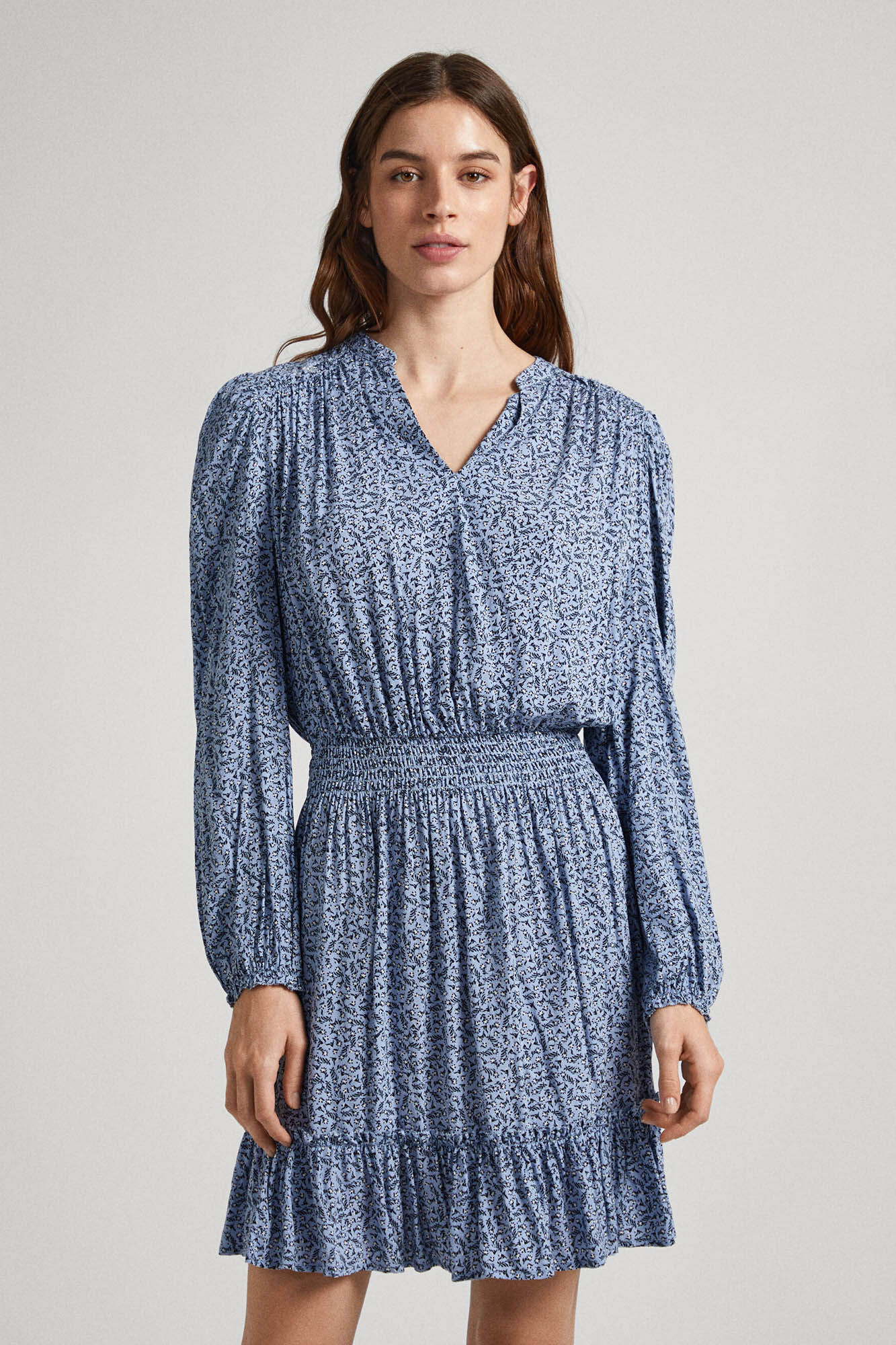 Vestido Dobby com Estampa Floral