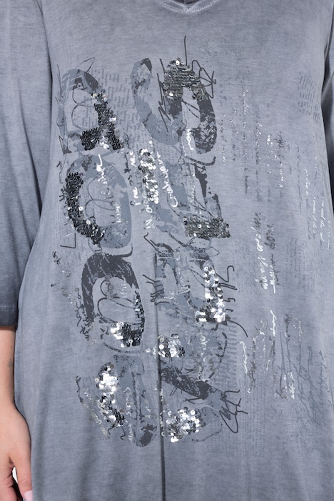 Longshirt, verzierter Druck, Saumknoten