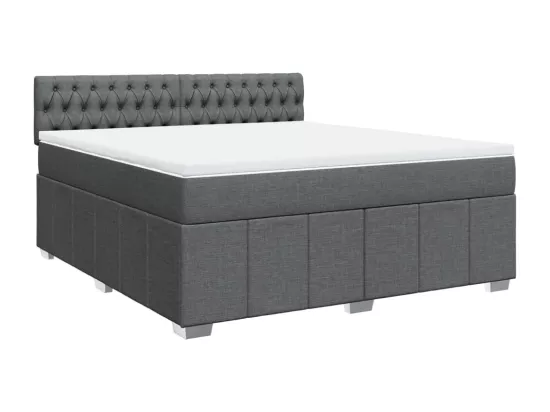 Sommier à lattes de lit avec matelas Gris foncé 180x200cm Tissu